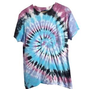 Classic Summer Tie Dye T Shirt Blue Purple Large